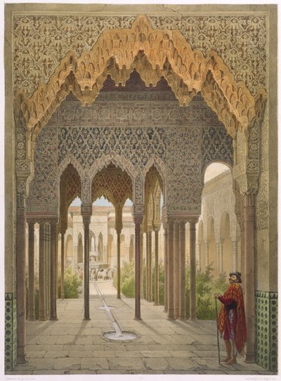 Der Löwenhof, die Alhambra, Granada, 1853 von Leon Auguste Asselineau